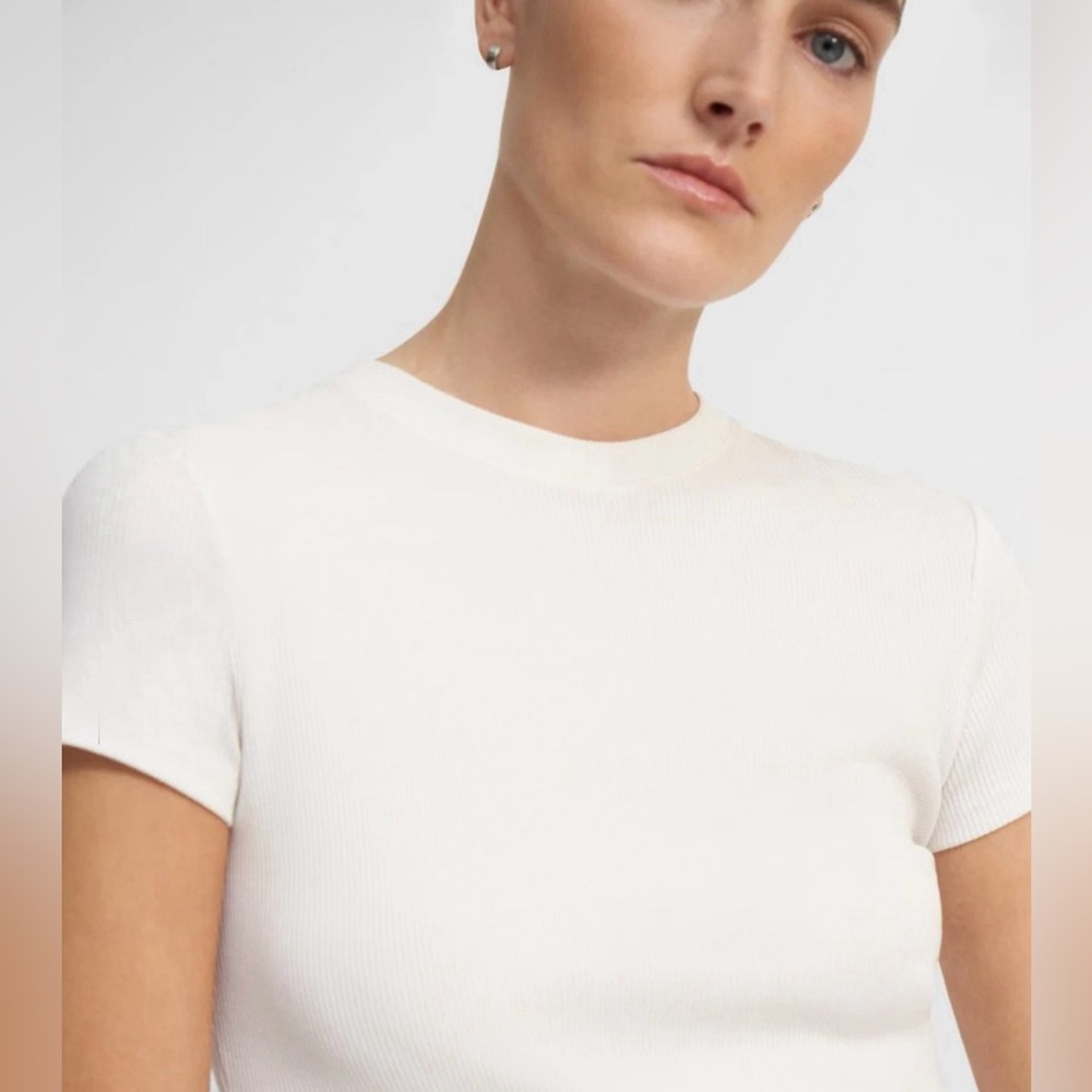 Theory Tiny Tee in Ribbed Cotton Large pre owned - Picture 2 of 15